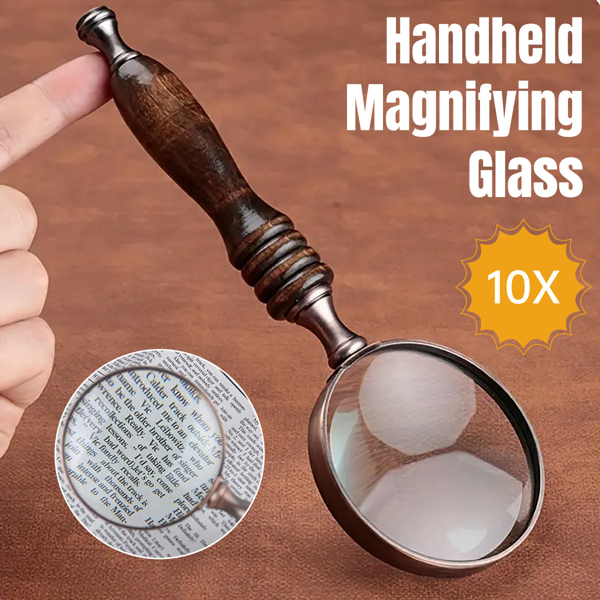 Vintage Handheld Magnifier Ebony Handle 10X Lens