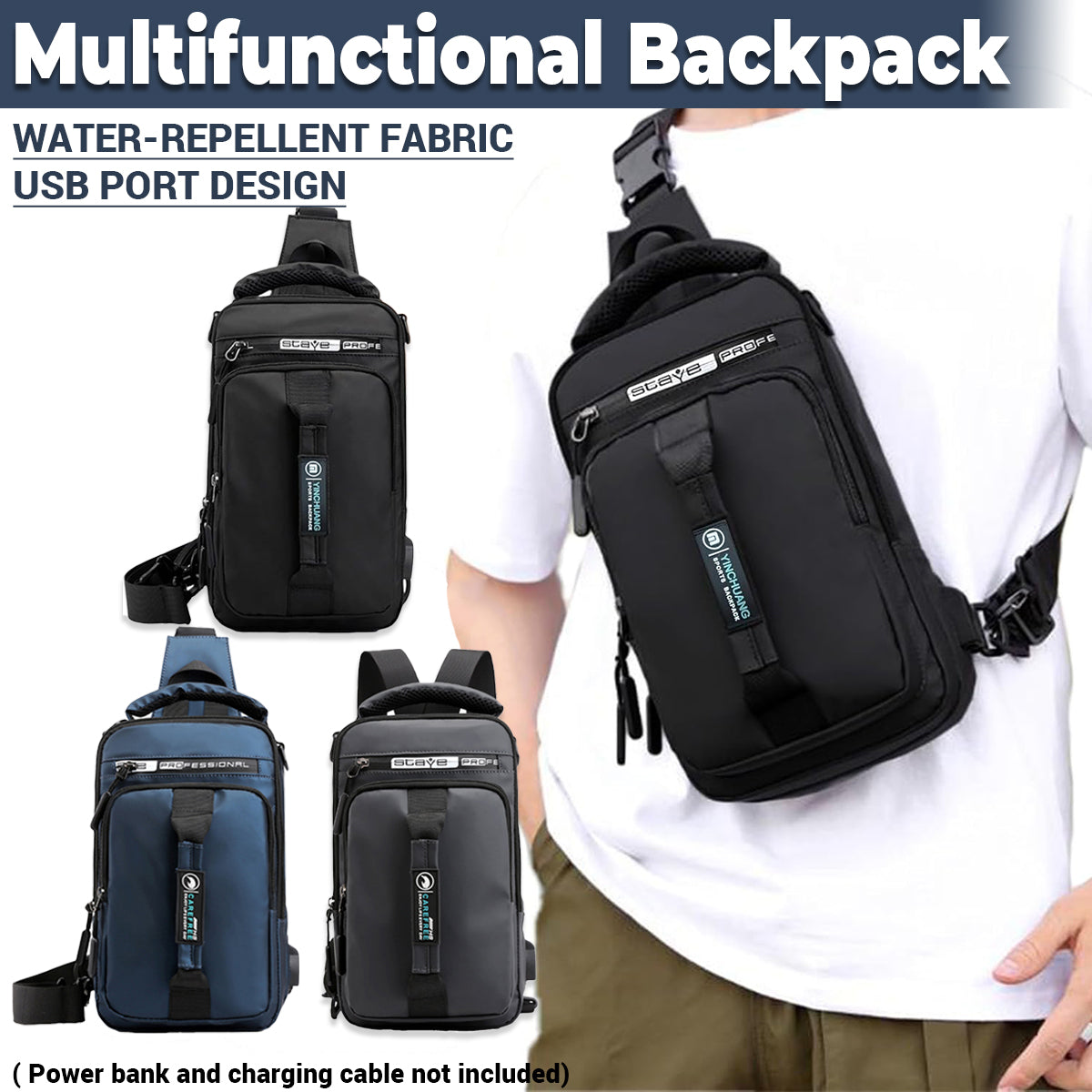 Multi-Function Shoulder Bag with USB Charging Port