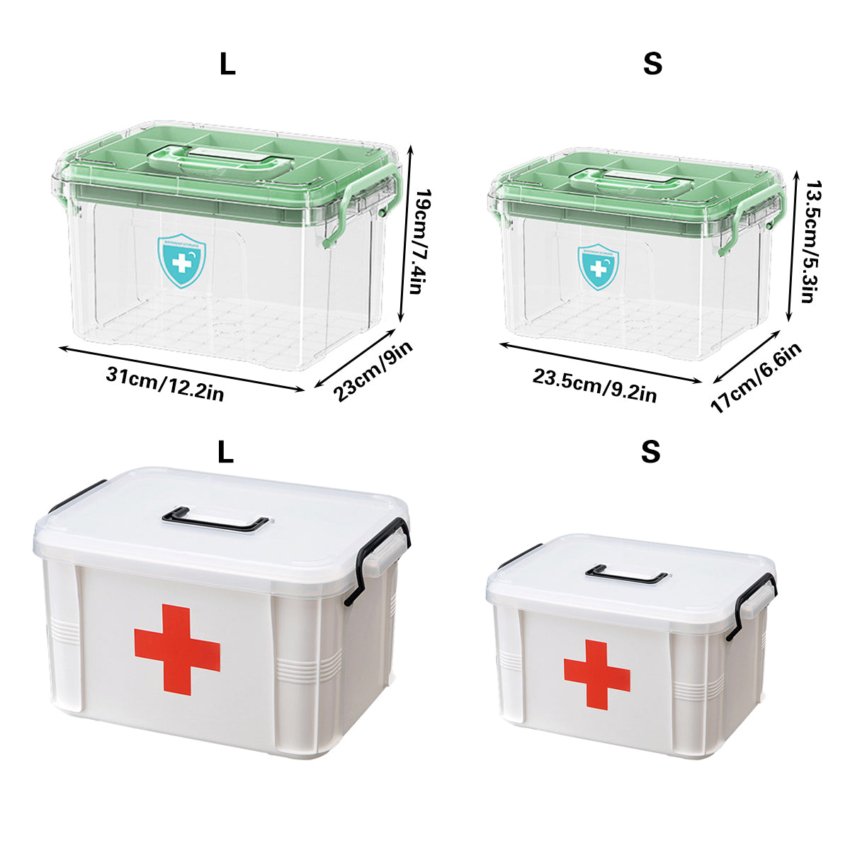 Transparent Medicine Cabinet with Dividers 2 Sizes