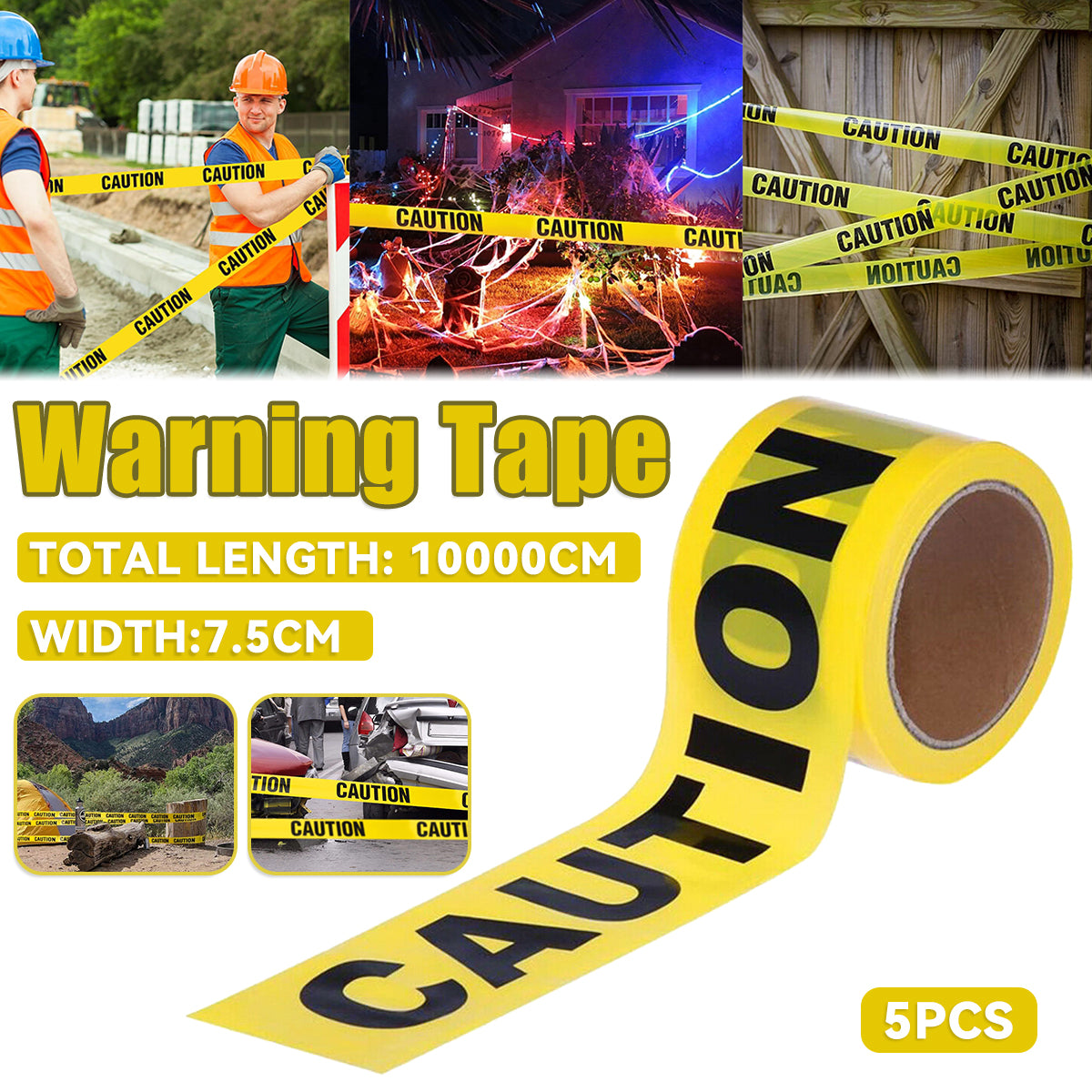 5pcs 100m Caution Warning Tape for Safety Barrier