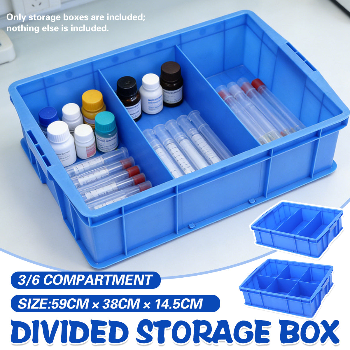Plastic Storage Box with 3 or 6 Compartments