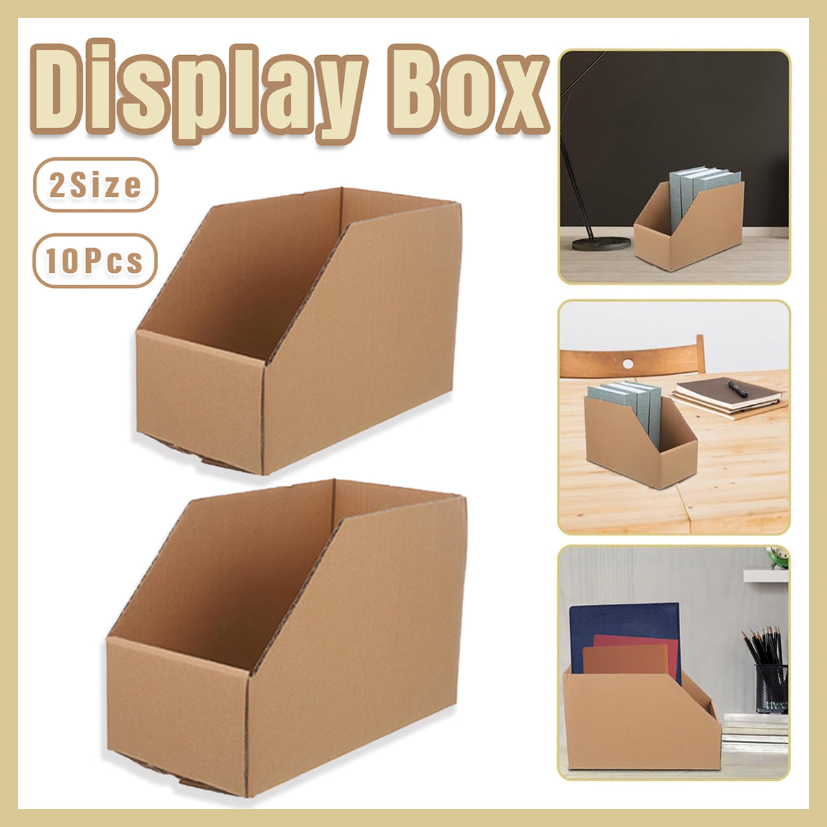 10 Pcs Slanted Cardboard Storage Boxes Shelf Sorting