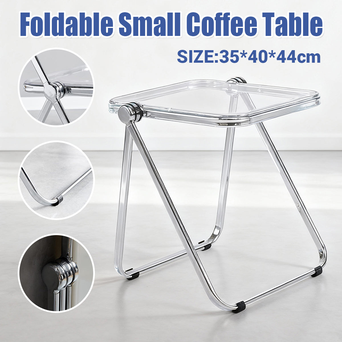 Foldable Transparent Coffee Table with PET Top