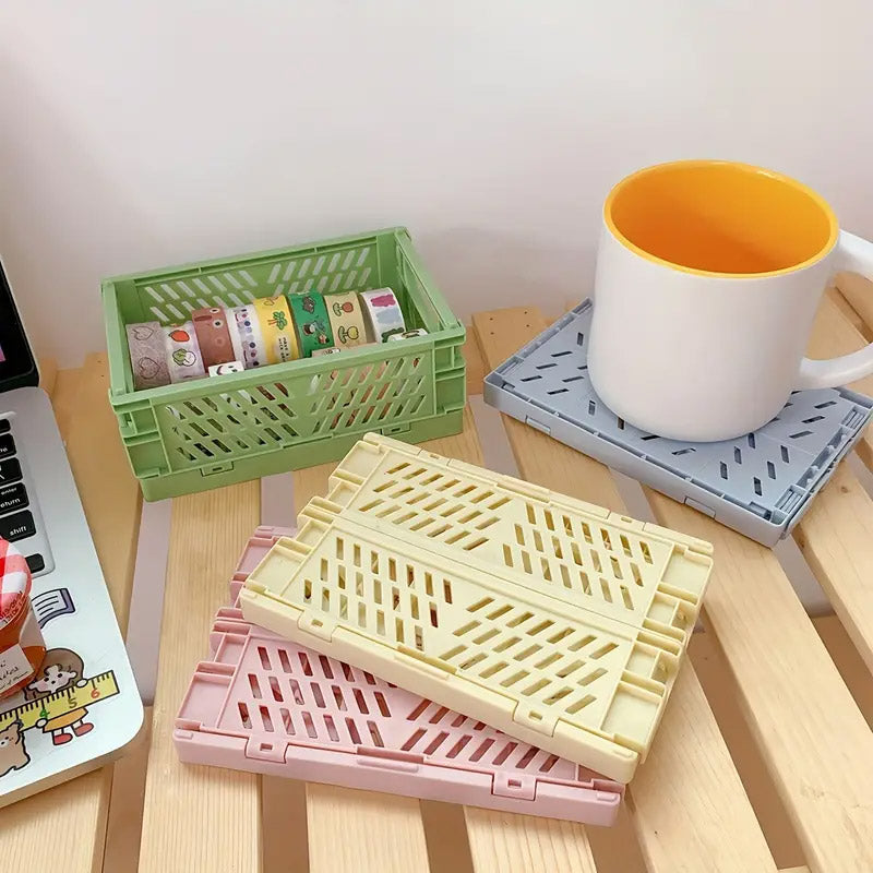 4 Pcs Collapsible Storage Box Plastic Desktop Organizer