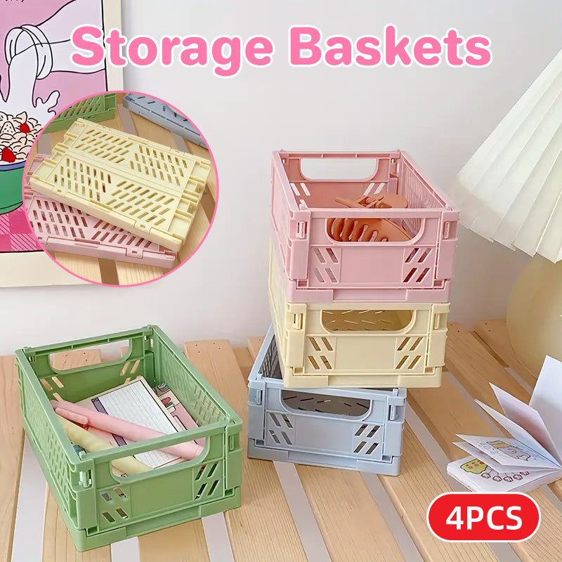4 Pcs Collapsible Storage Box Plastic Desktop Organizer