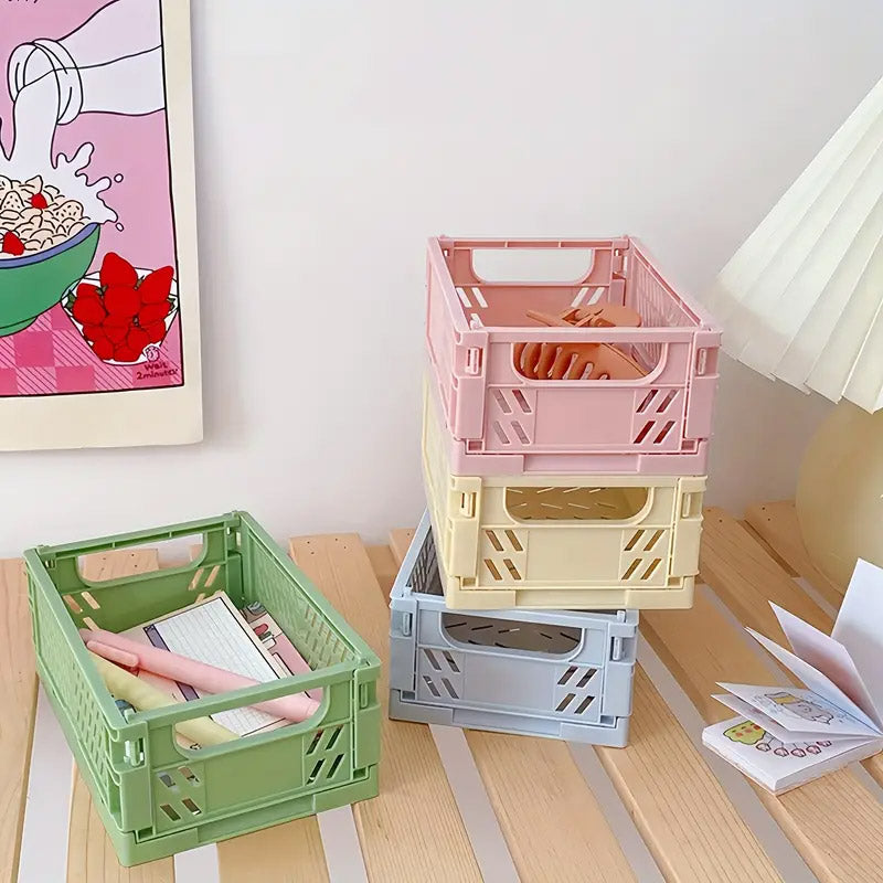 4 Pcs Collapsible Storage Box Plastic Desktop Organizer