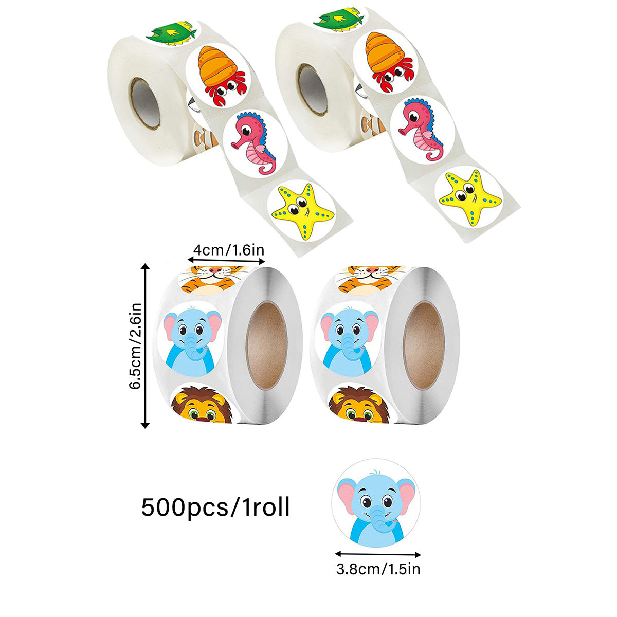 2 Rolls Animal Thank You Stickers Cartoon Kids Gift Labels