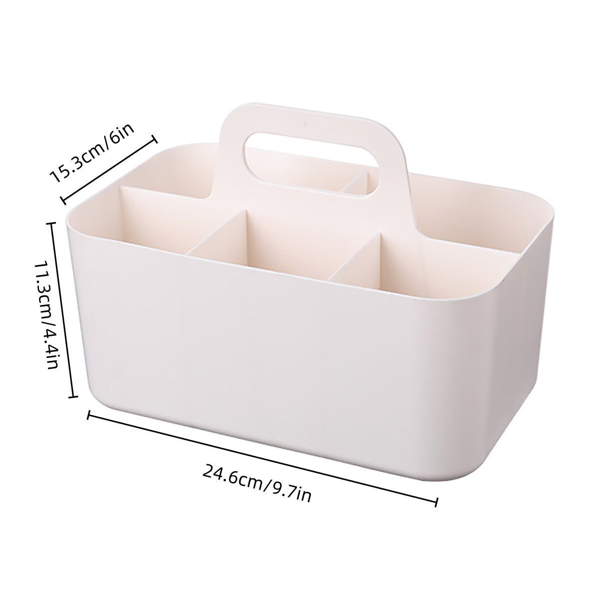 Desktop Organiser with Handle 5 Compartments Removable Dividers