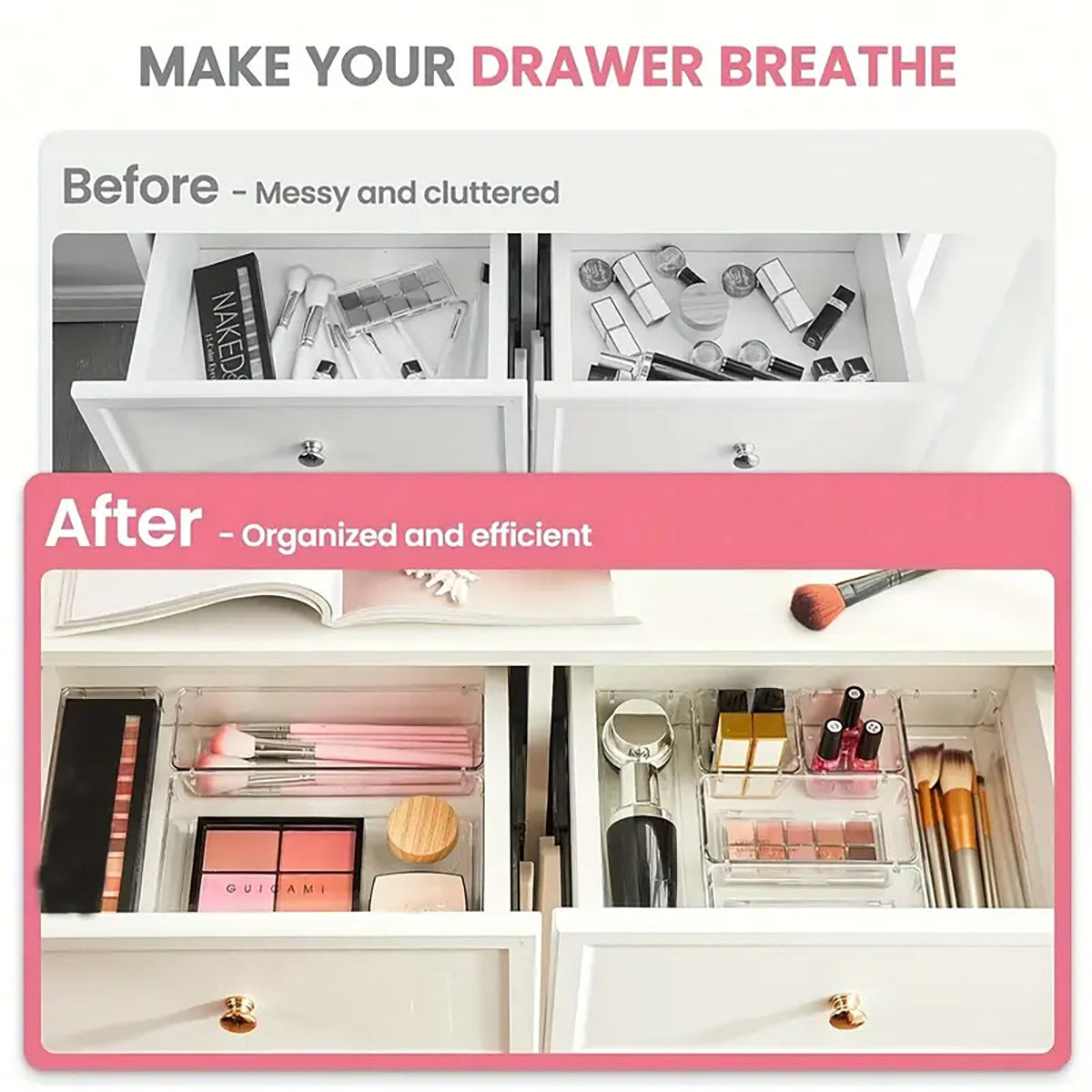 Transparent Plastic Drawer Organiser Desktop Storage
