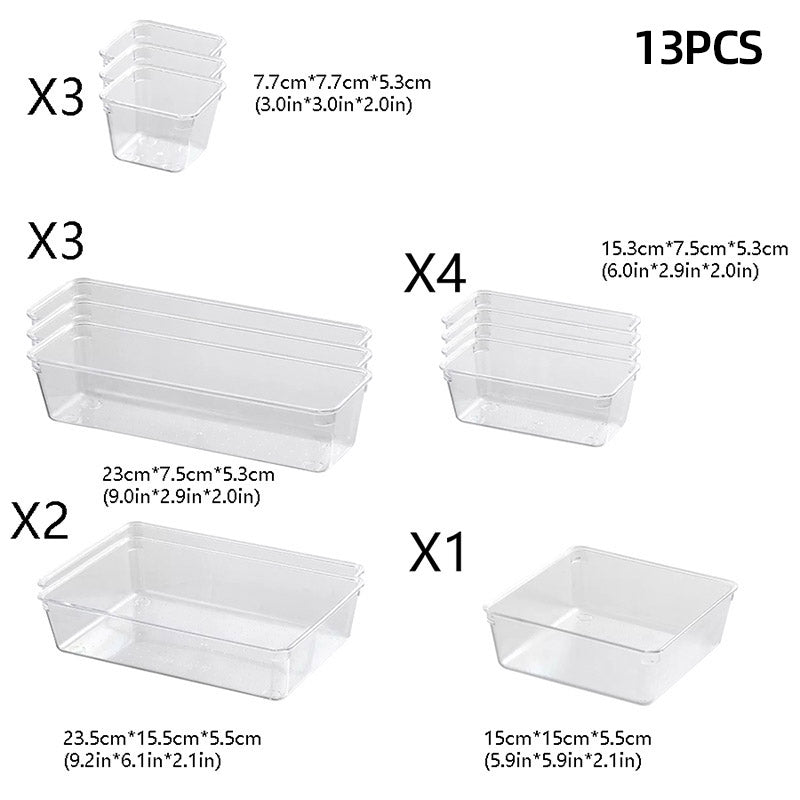 Transparent Plastic Drawer Organiser Desktop Storage