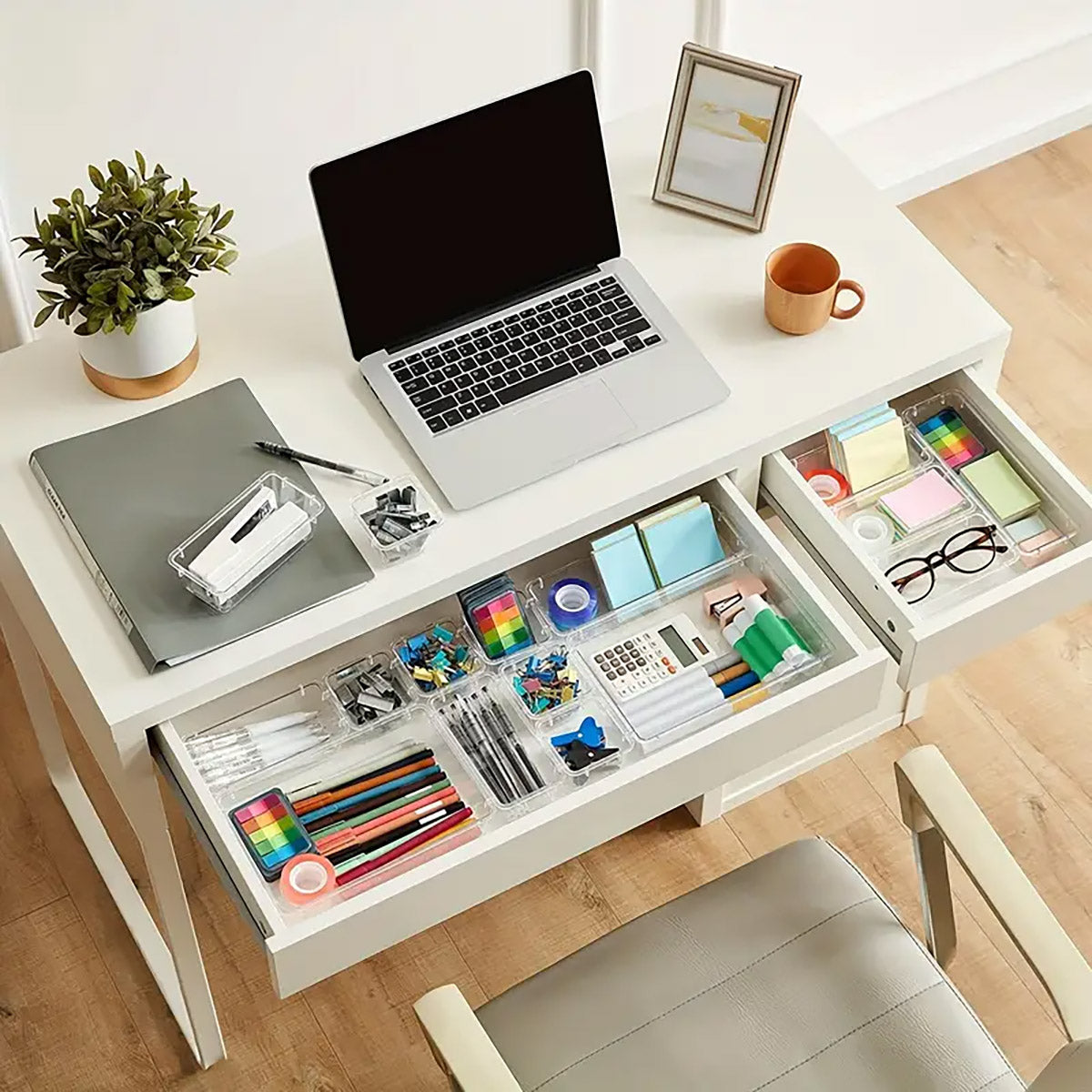 Transparent Plastic Drawer Organiser Desktop Storage