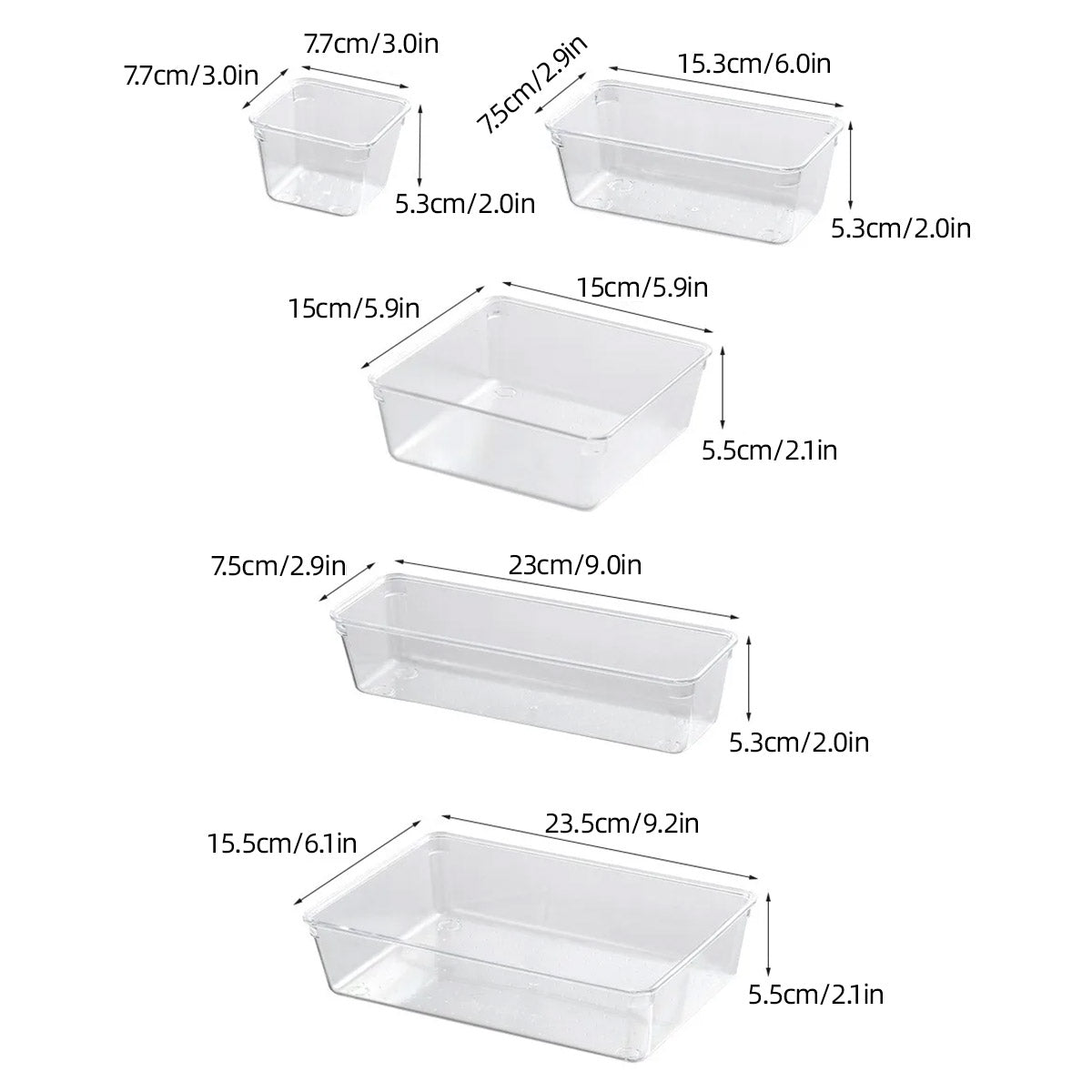Transparent Plastic Drawer Organiser Desktop Storage