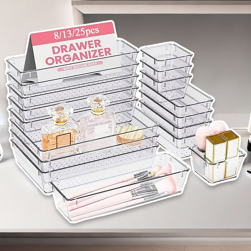 Transparent Plastic Drawer Organiser Desktop Storage