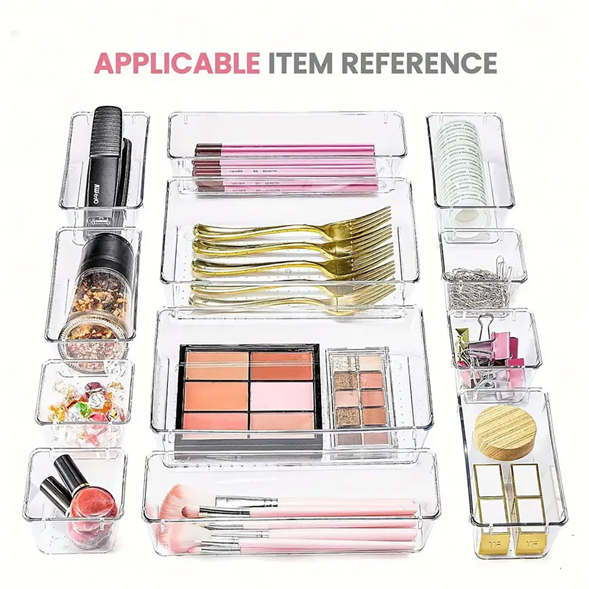 Transparent Plastic Drawer Organiser Desktop Storage
