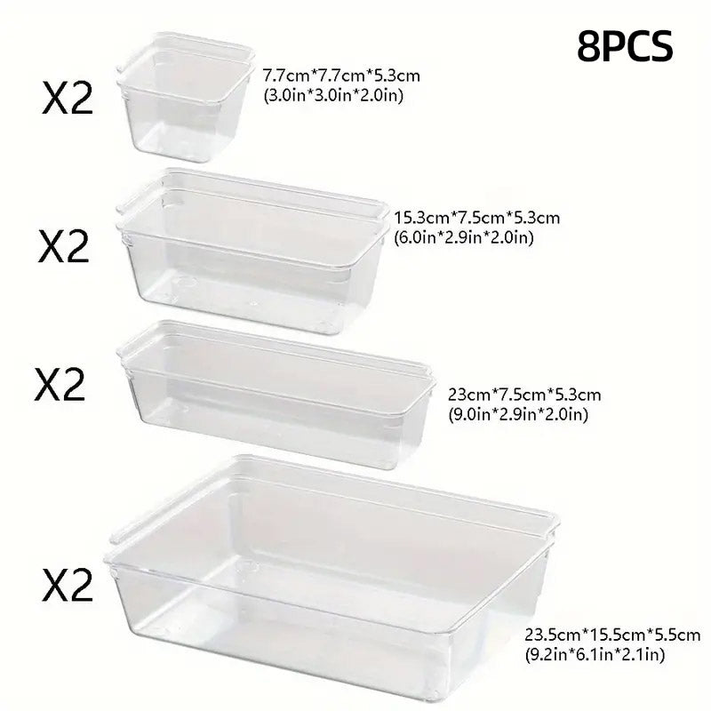 Transparent Plastic Drawer Organiser Desktop Storage