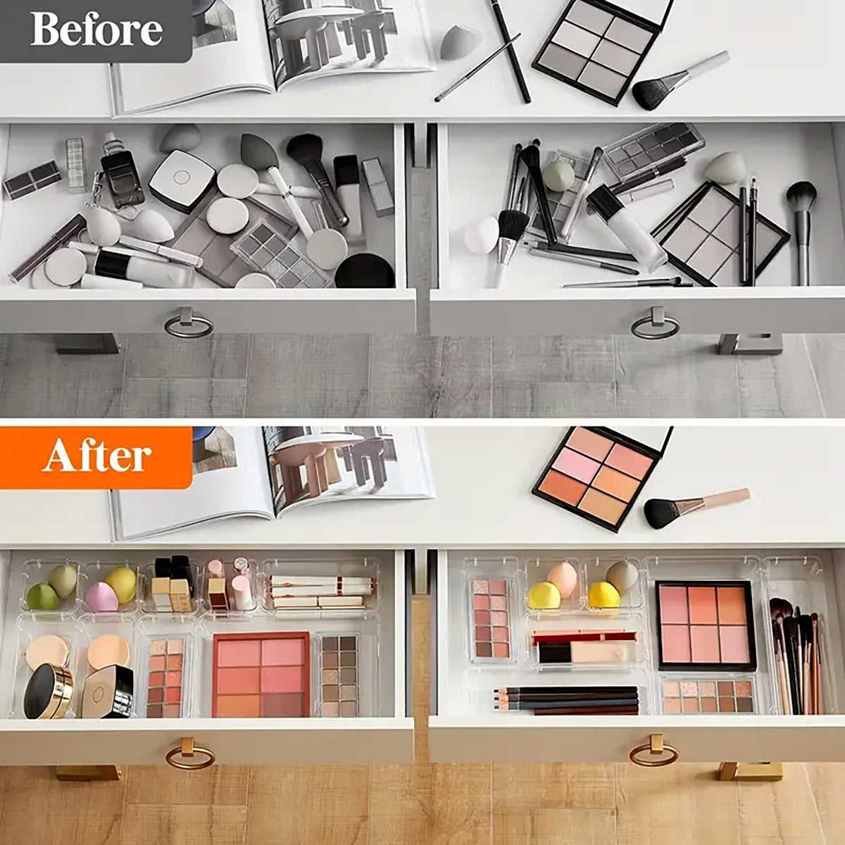Transparent Plastic Drawer Organiser Desktop Storage