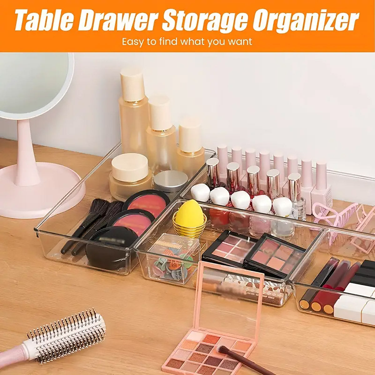 Transparent Plastic Drawer Organiser Desktop Storage