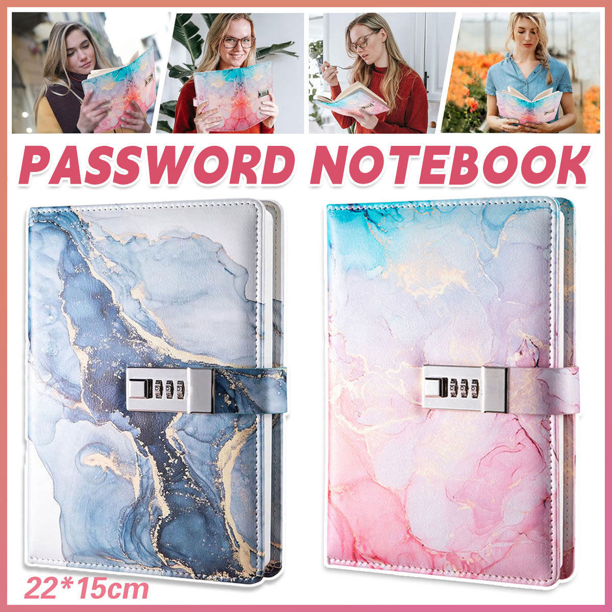 Lockable Password Notebook PU Cover for Planning