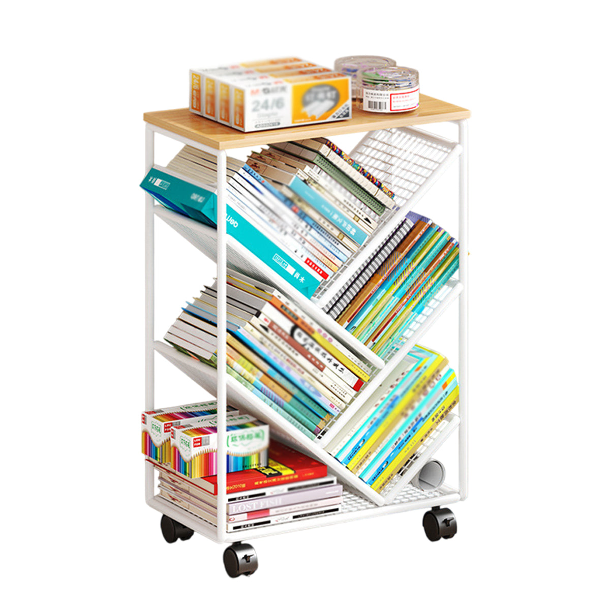 Mobile Wheeled Small Bookshelf Floor Storage Rack
