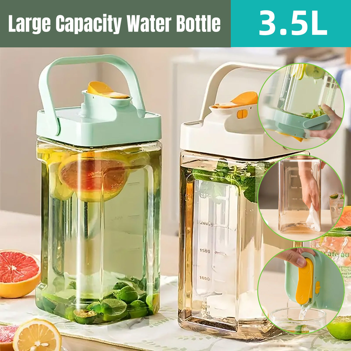 3.5L Cold Water Kettle with Handle for Home Beverages