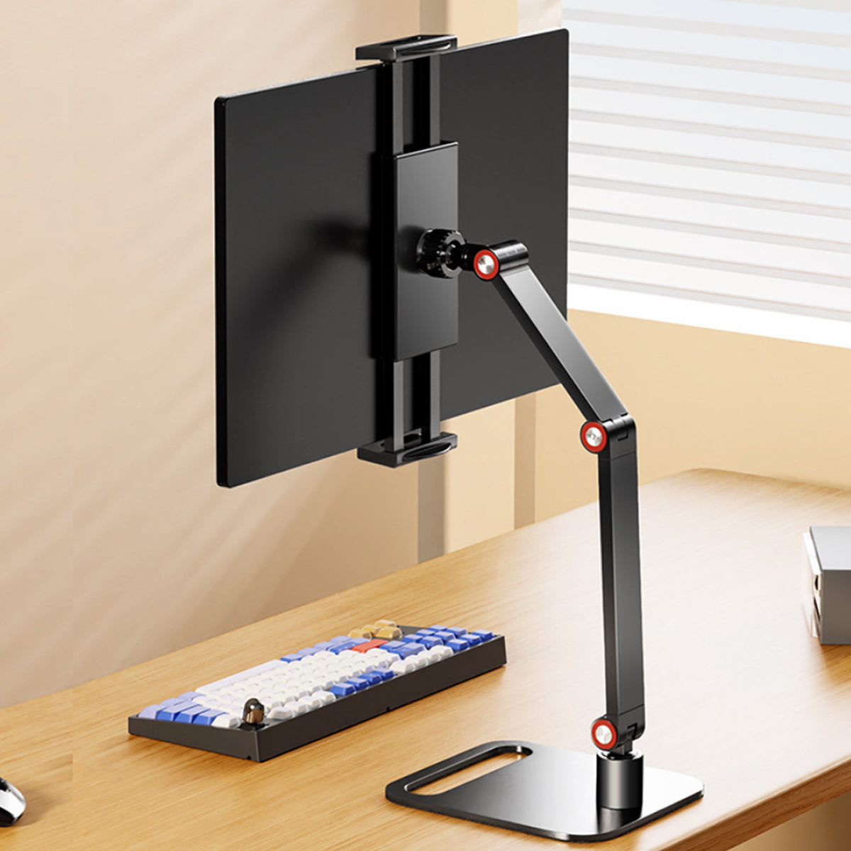 Folding Monitor Stand Adjustable Carbon Steel