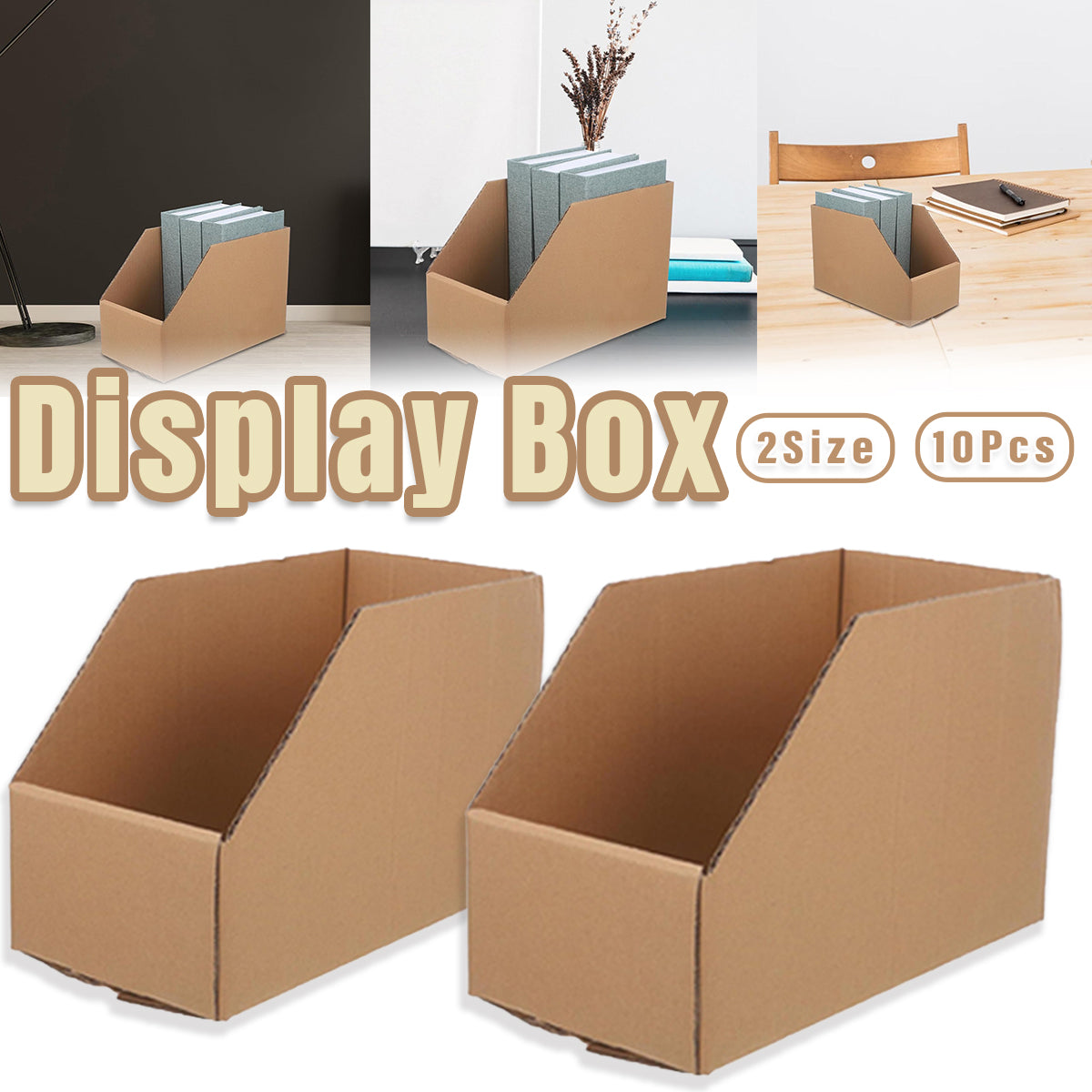 10 Pcs Slanted Cardboard Storage Boxes Shelf Sorting