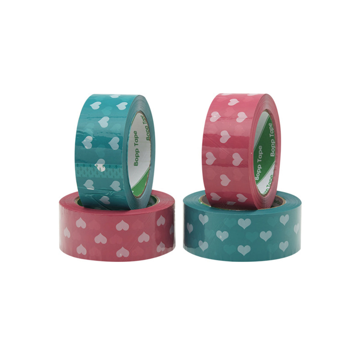 5 Rolls Cute Heart Design Packing Tape Adhesive Set Pink & Blue
