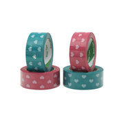 5 Rolls Cute Heart Design Packing Tape Adhesive Set Pink & Blue