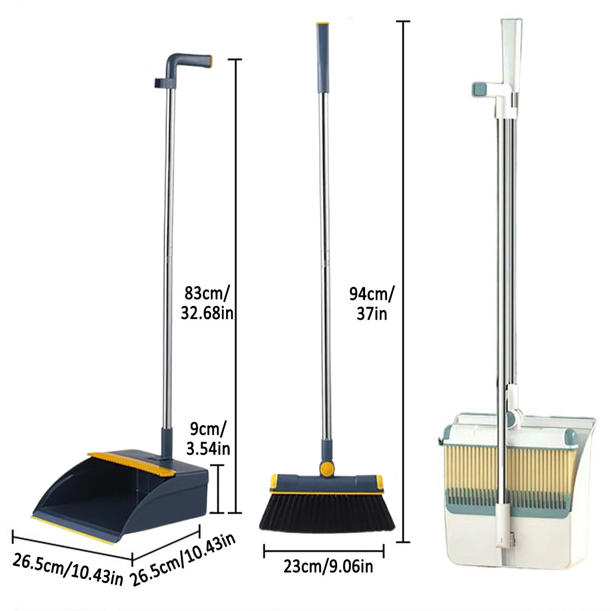 Folding Broom and Dustpan Set Rotating Head Comb