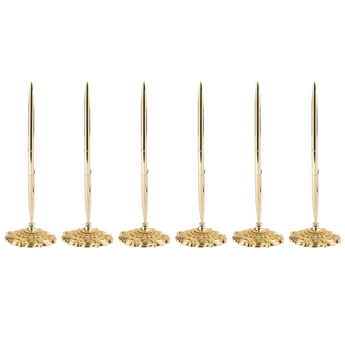 6 Pcs Ballpoint Pen Set with Plum Blossom Base Metal