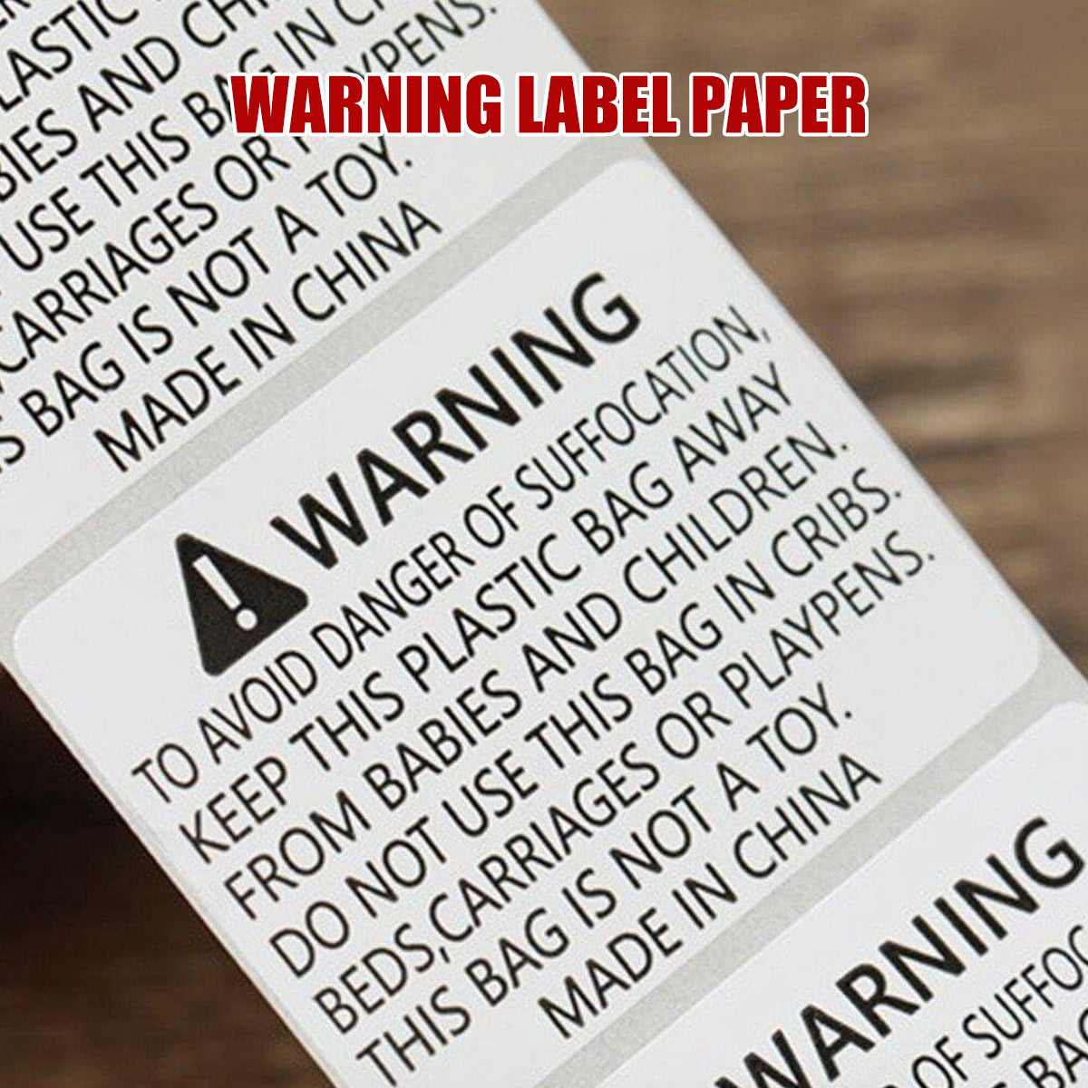 Anti-Choking Warning Labels for Plastic Bags