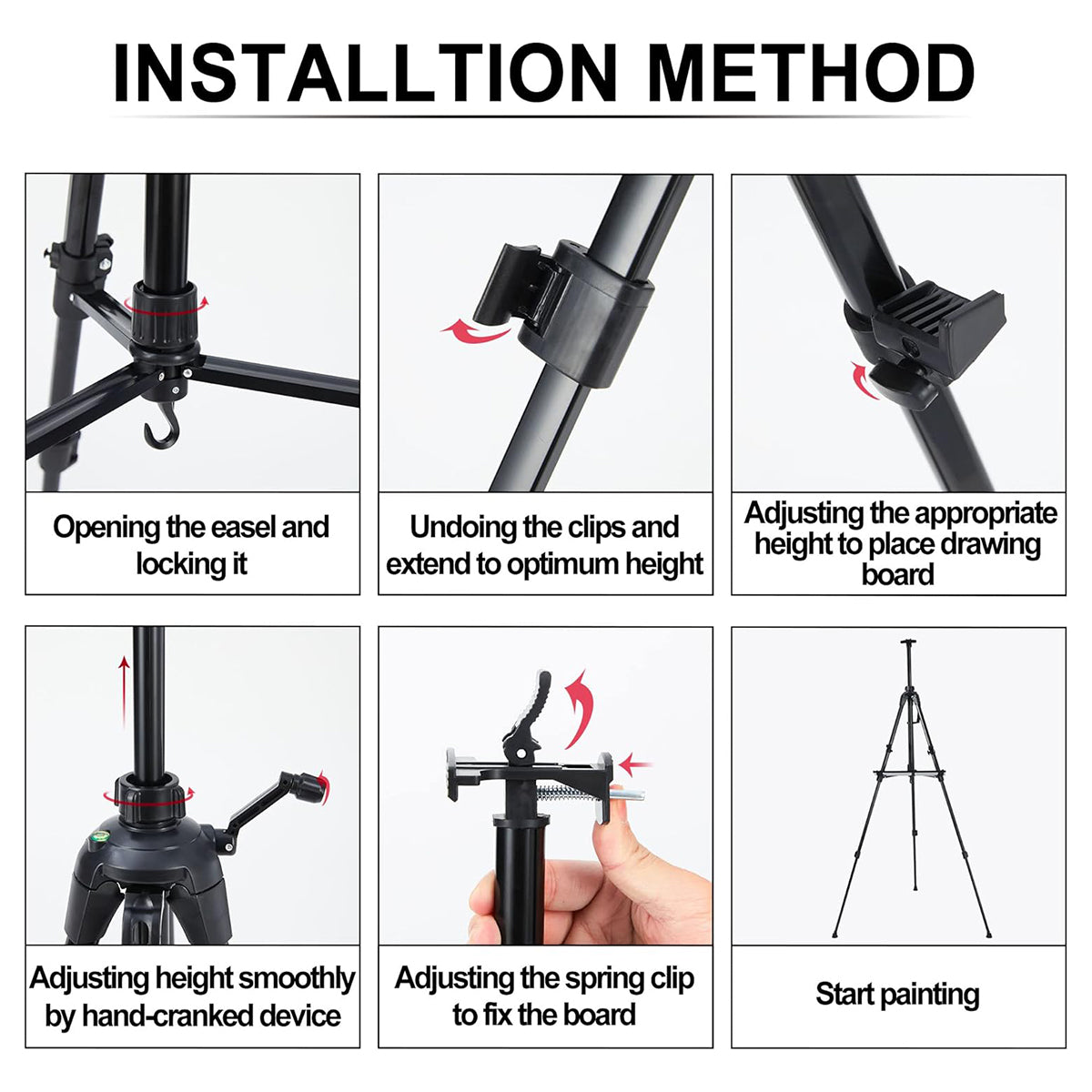 Portable Metal Artist Easel Adjustable Tripod Display Stand