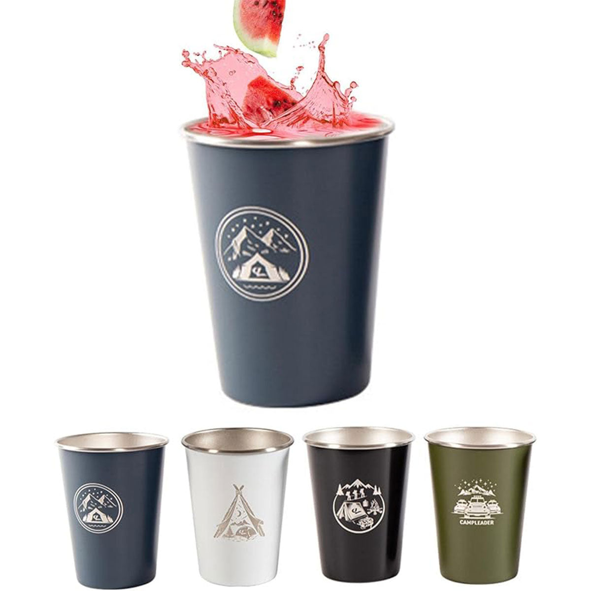 Set of 4 Outdoor 304 Stainless Steel Cups with Bag