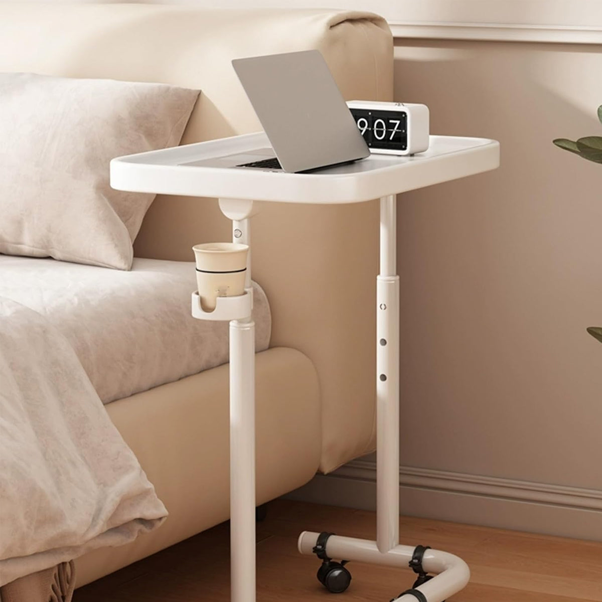 Adjustable Mobile Laptop Desk with Tiltable Top and Wheels