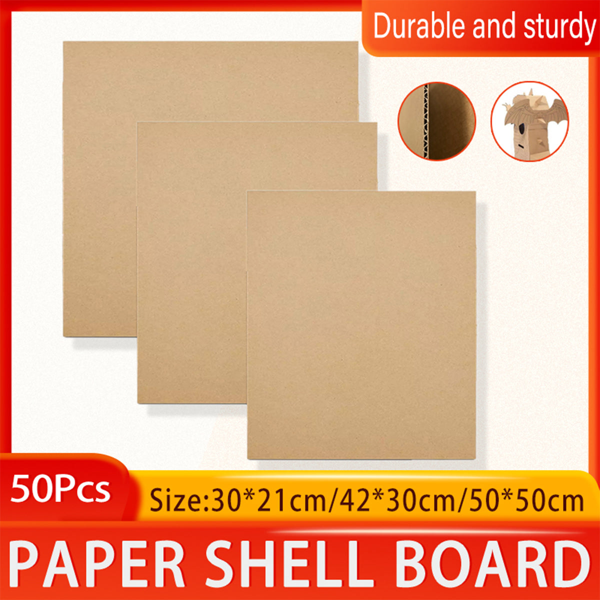 50pcs Corrugated Cardboard Sheets Assorted Sizes Inserts
