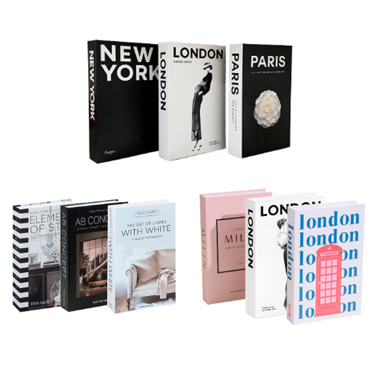 3 Pcs Foldable Fake Books Set with City Theme
