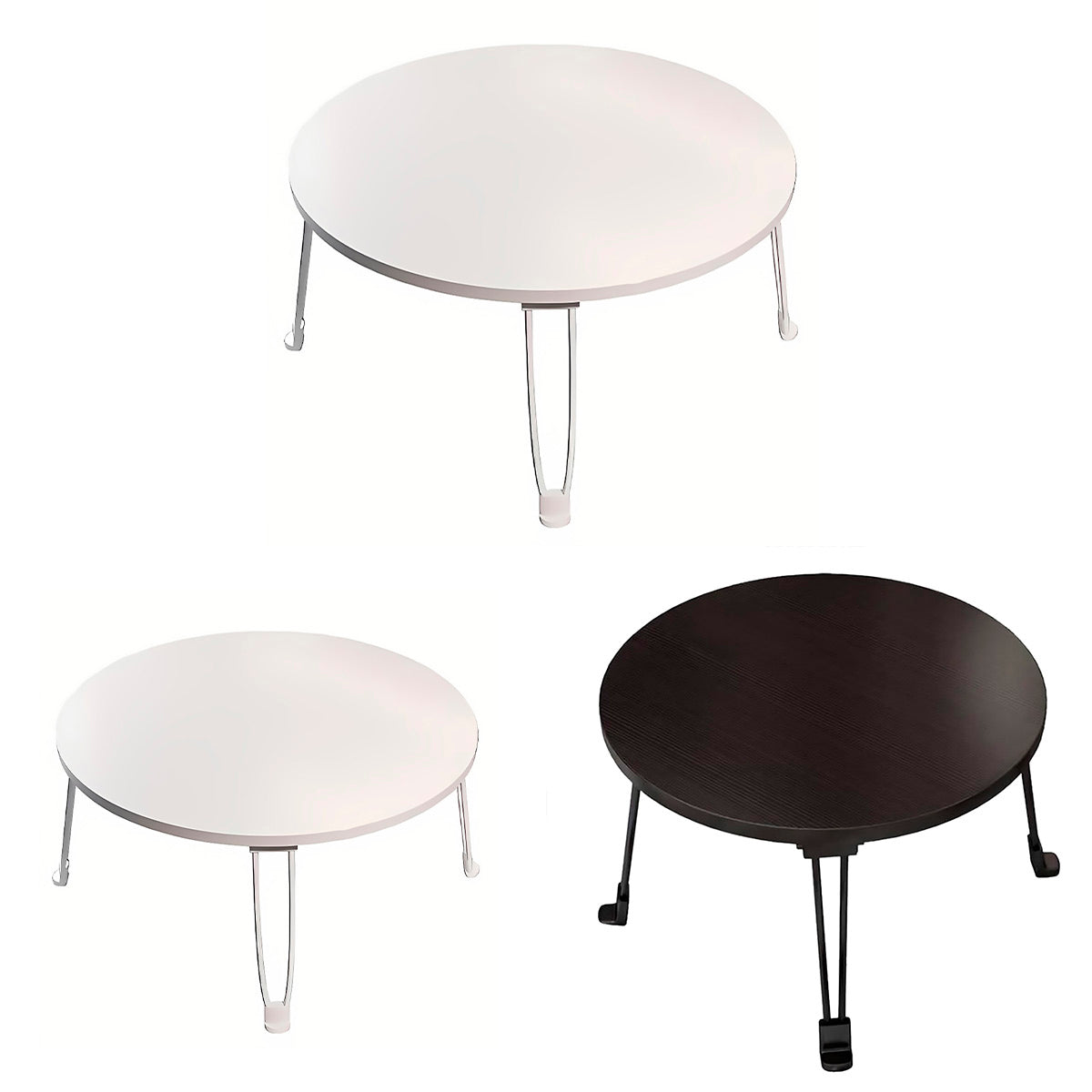 Foldable Round Coffee Table with MDF Top and Metal Legs