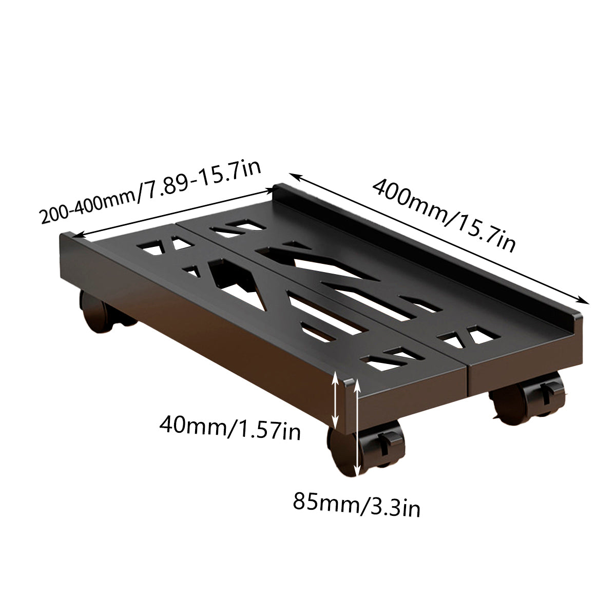 Telescopic PC Tower Stand with Swivel Casters 80kg