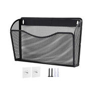 Wall Mounted Mesh File Organizer Rack Black Metal 35×10.5×22cm