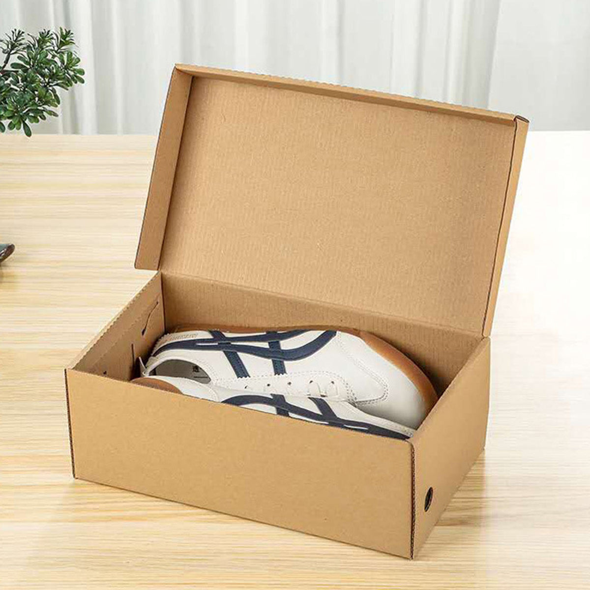 20pcs Kraft Paper Shoe Boxes Clamshell Organizer