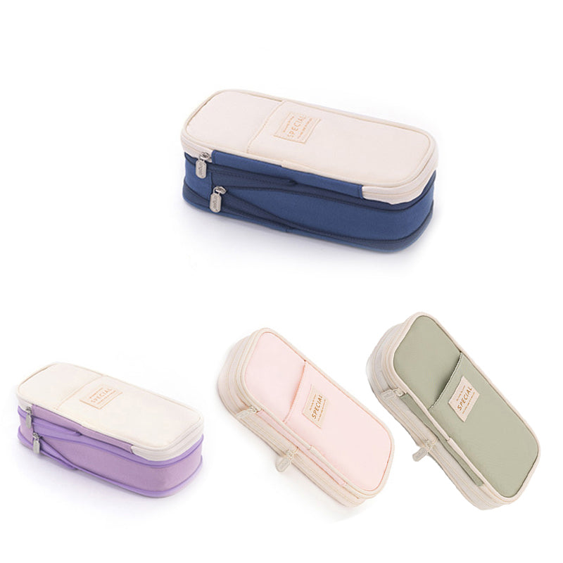 Zipper Pencil Case Expandable Storage Multi Pocket