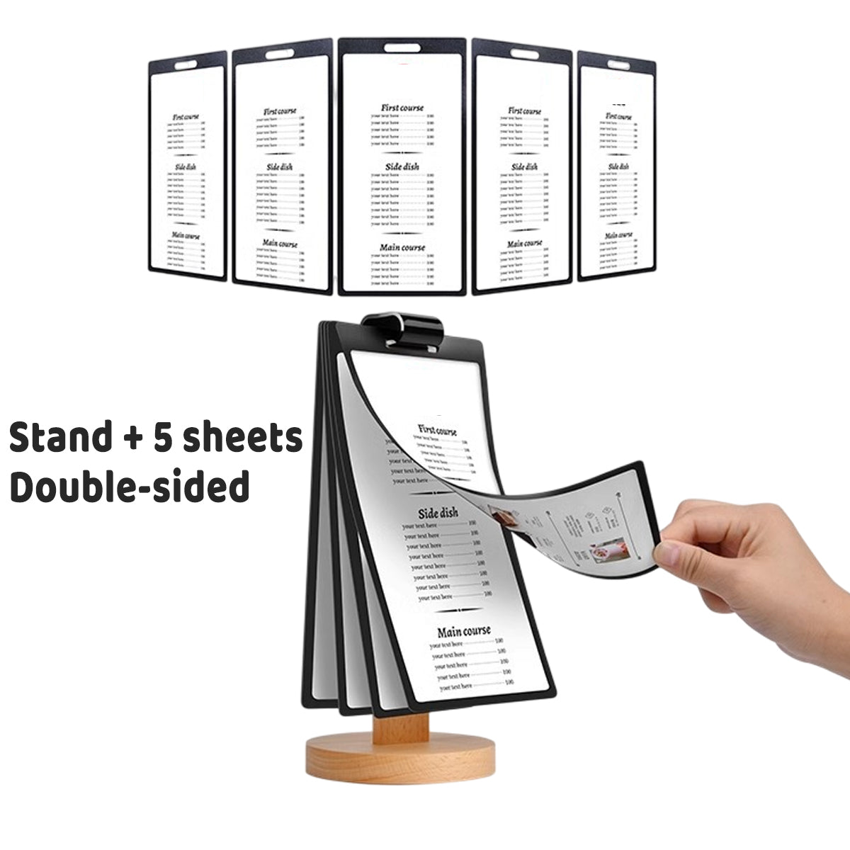 Wooden Tabletop Menu Holder Stand with Lock