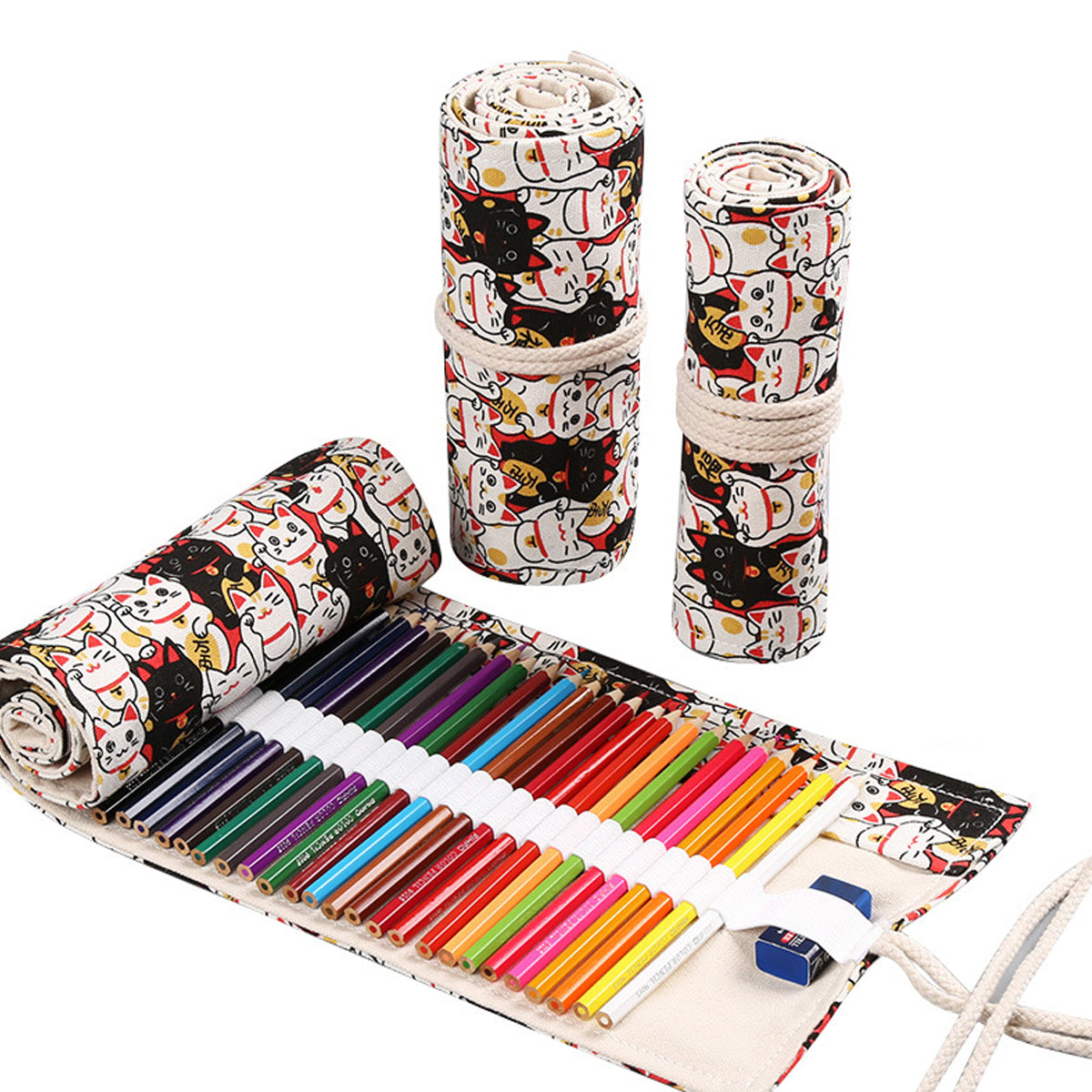 Canvas Roll Pencil Case 48/72 Holes with Drawstring Tie