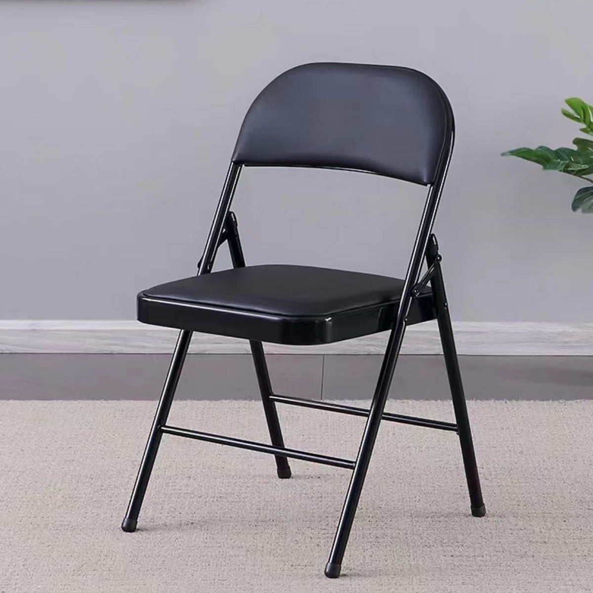 2 Pcs Folding Chairs with PU Leather Seat
