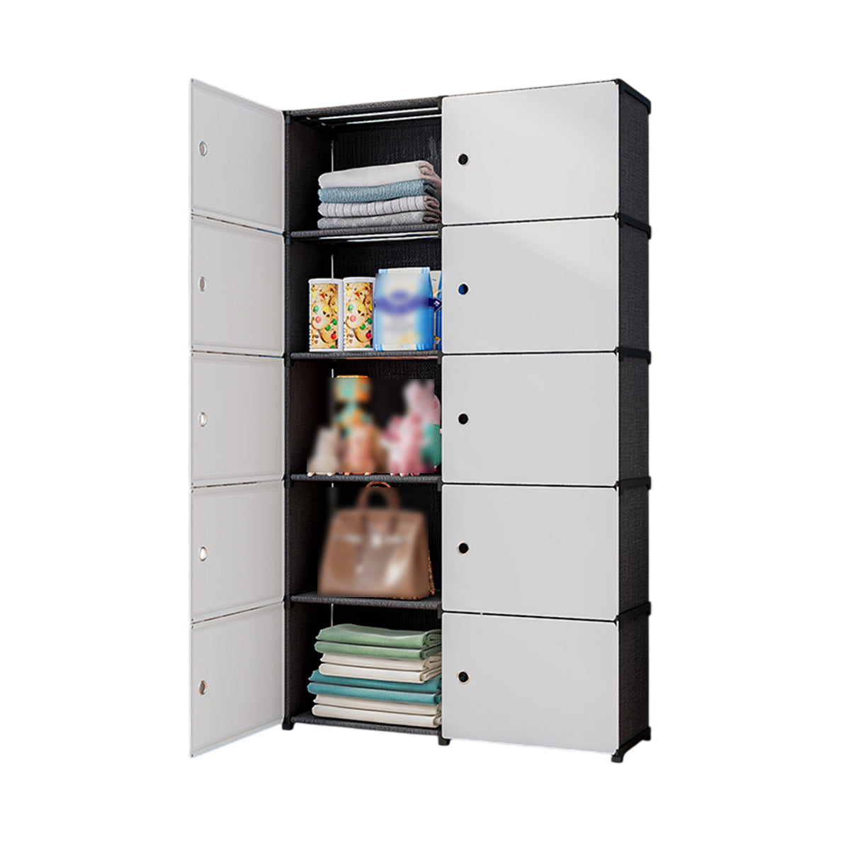 Floor Standing Office Storage Cabinet with Magnetic Doors White