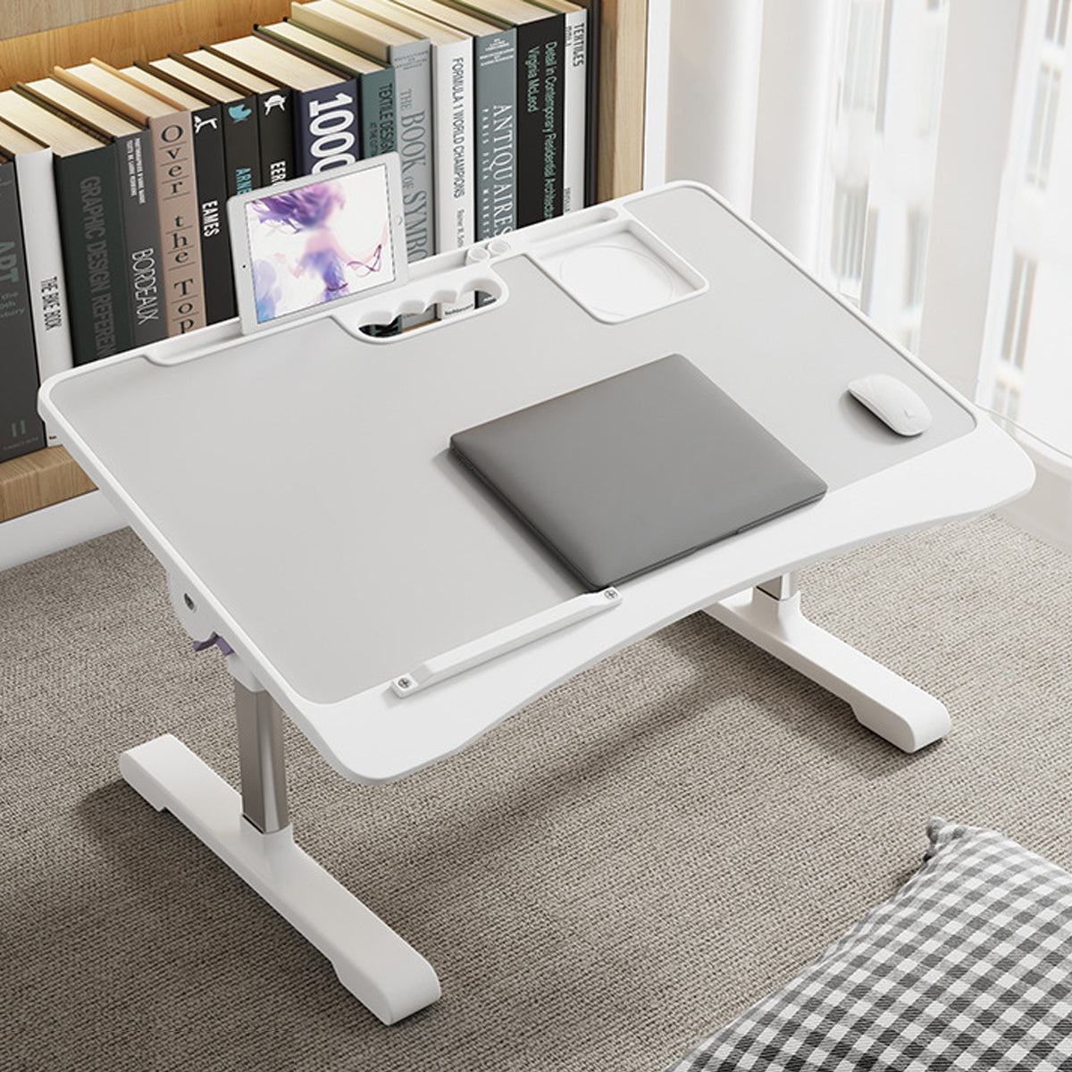 Adjustable Folding Overbed Desk with Tilt Top for Study Use
