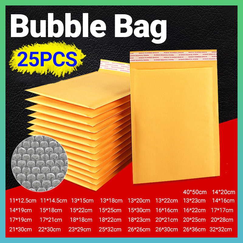 25 Pcs Bubble Mailer Envelopes Kraft Padded Yellow Bags