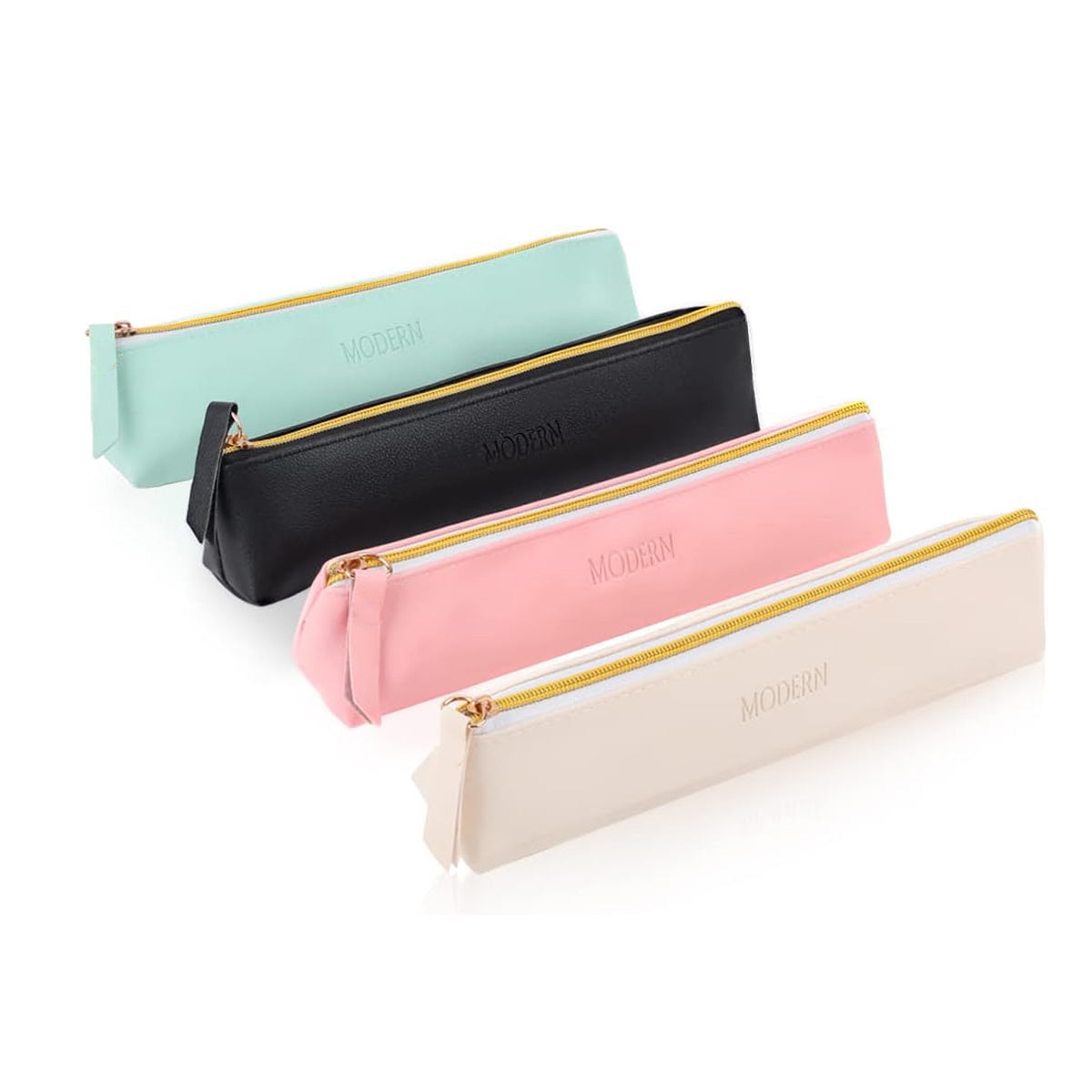 4 Pcs PU Leather Pencil Case Makeup Cosmetic Pouch Set
