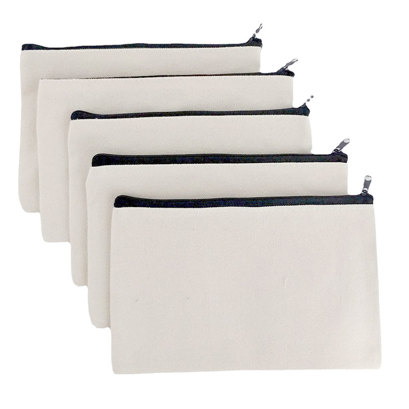 10 Pcs Canvas Makeup Bags Blank DIY Zipper Pouch Set