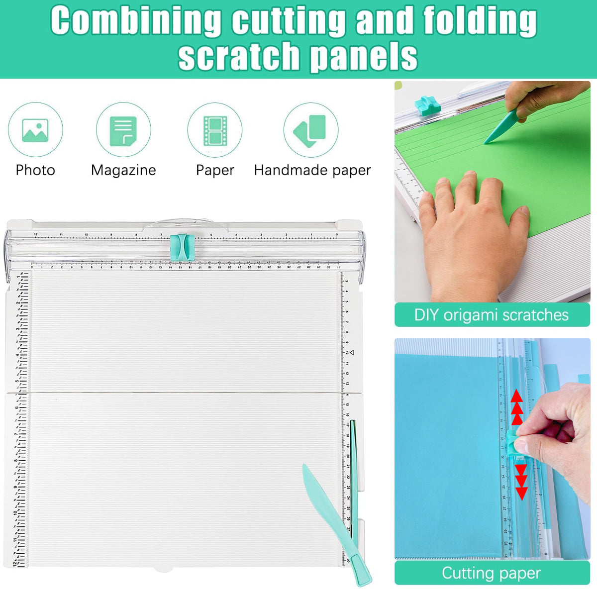 2-in-1 Foldable Paper Cutter with Scoring for A4 Photos